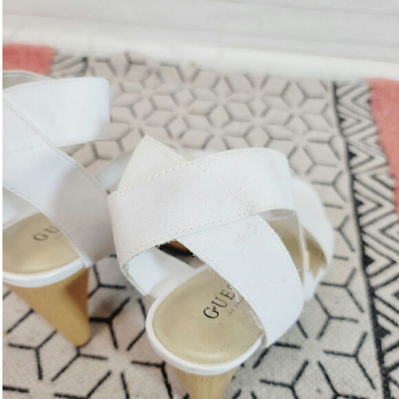 GUESS NETTA STRAPPY HEELS IN WHITE, SZ 9 - Picture 7 of 16
